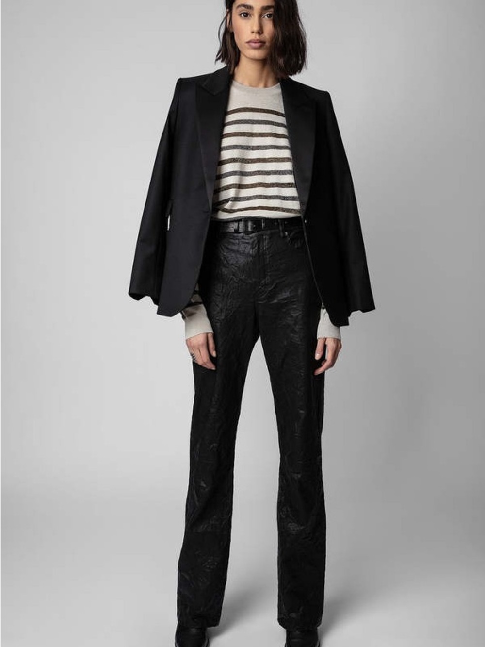 NWT Zadig & Voltaire Cream and Brown Striped Crewneck Sweater - Picture 2 of 7